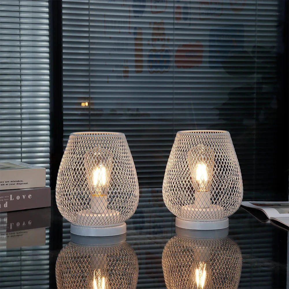 StoneEde – Battery-Powered Metal Table Lamp with Warm LED Edison Bulb