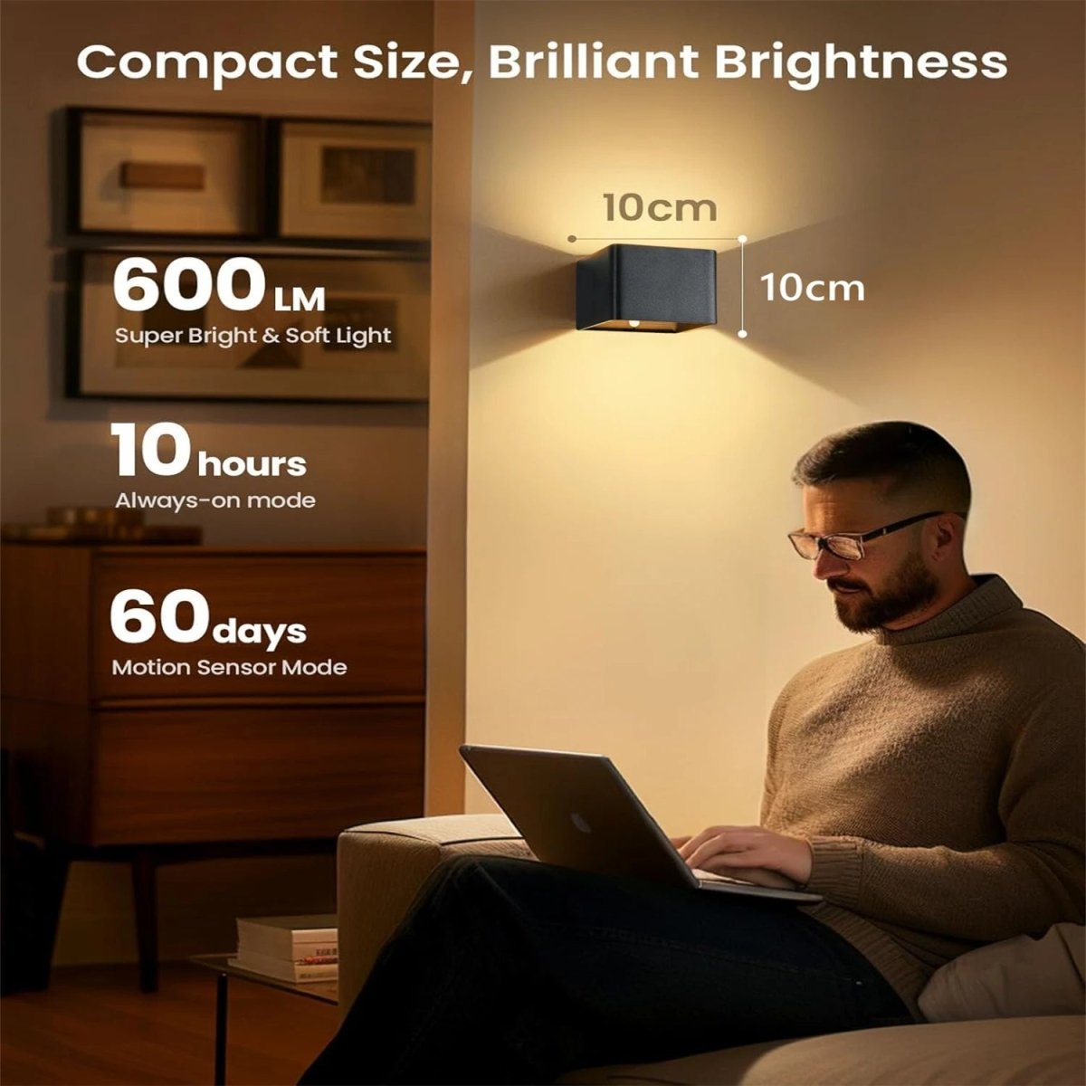 LonSenzi – Wireless LED Wall Light with Motion Sensor & 4000 mAh Battery