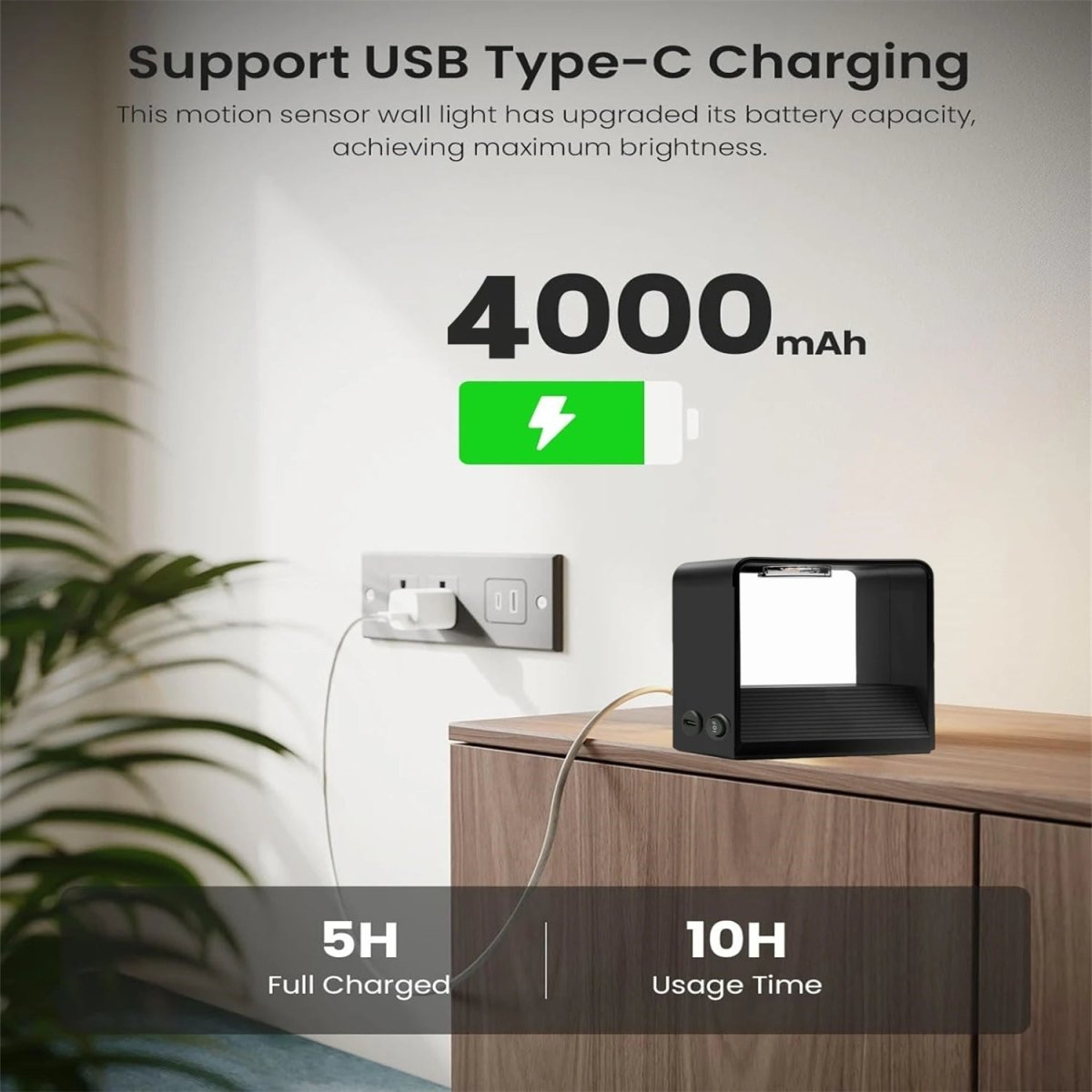 LonSenzi – Wireless LED Wall Light with Motion Sensor & 4000 mAh Battery